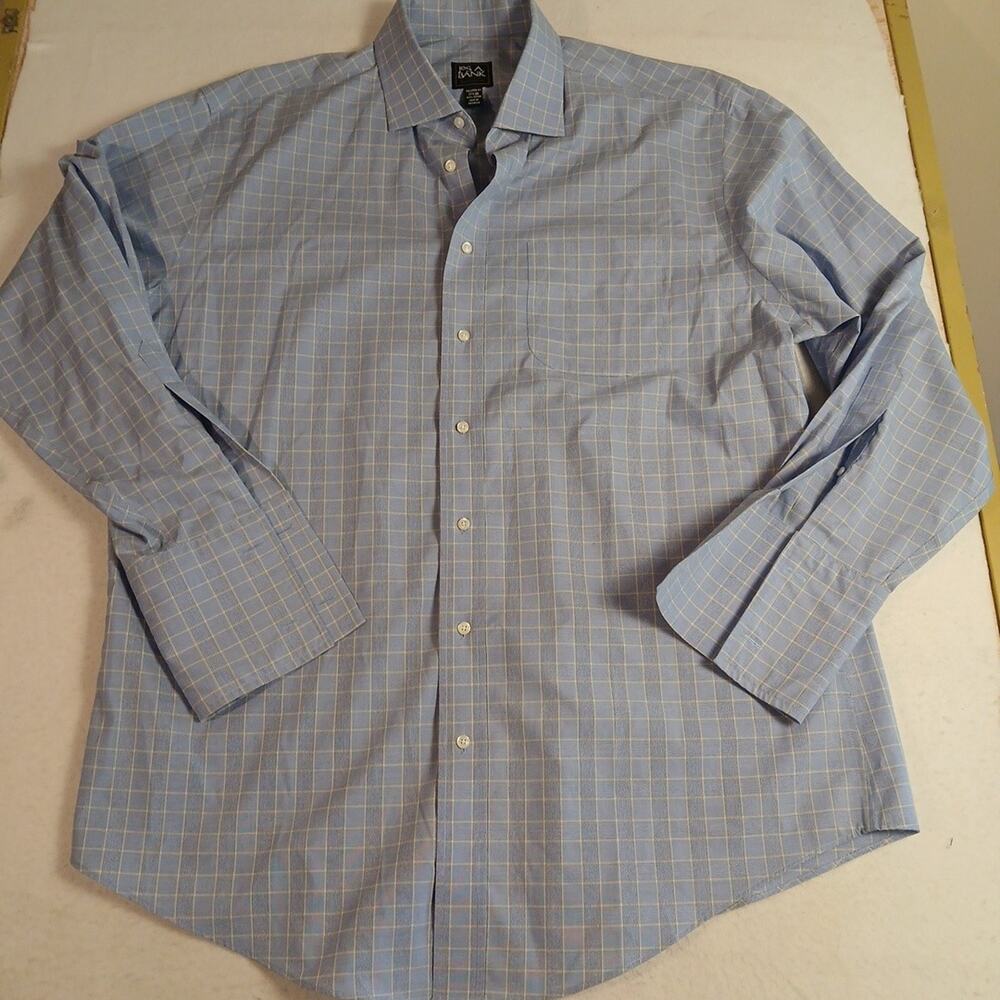 Jos A Bank Executive Taylored Fit 17 1/2-34 French Cuffs NWOT Blue And White...